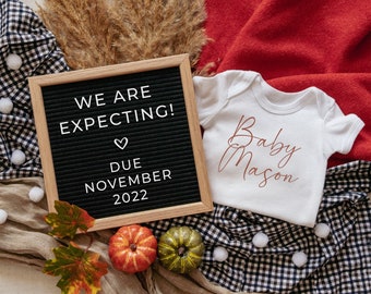 Fall Pregnancy Announcement Digital | Letter Board Pregnant | Gender Neutral Pregnancy Reveal | Fall Autumn Gift for Husband Grandparents