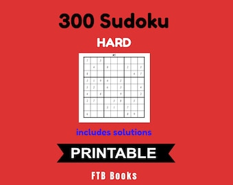 Book 5 - 300 SUDOKU Printable puzzles - Level: HARD | Instant Downloadable after Checkout
