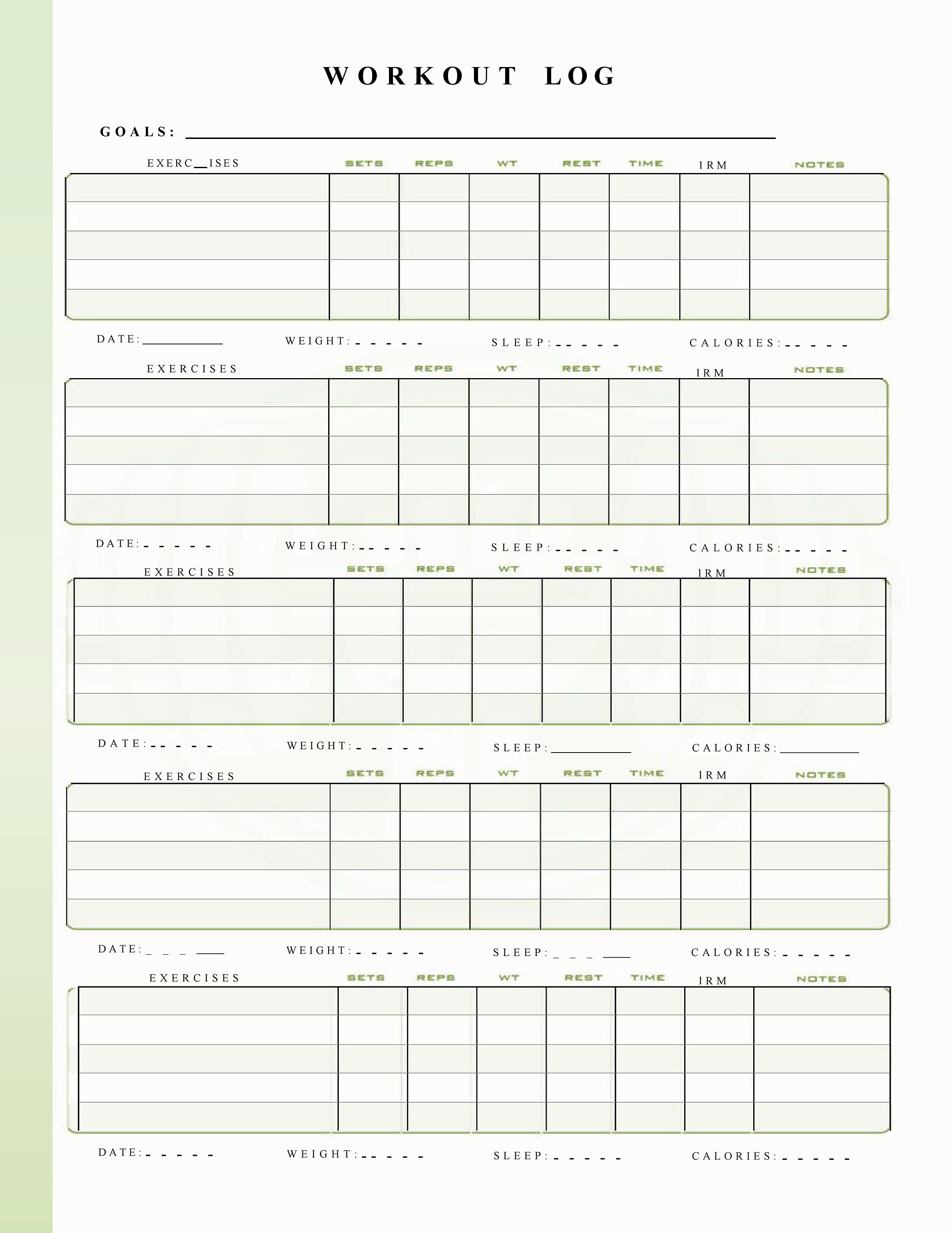 Printable Health Planner Health Tracker GREEN Theme Color Letter/a4 ...