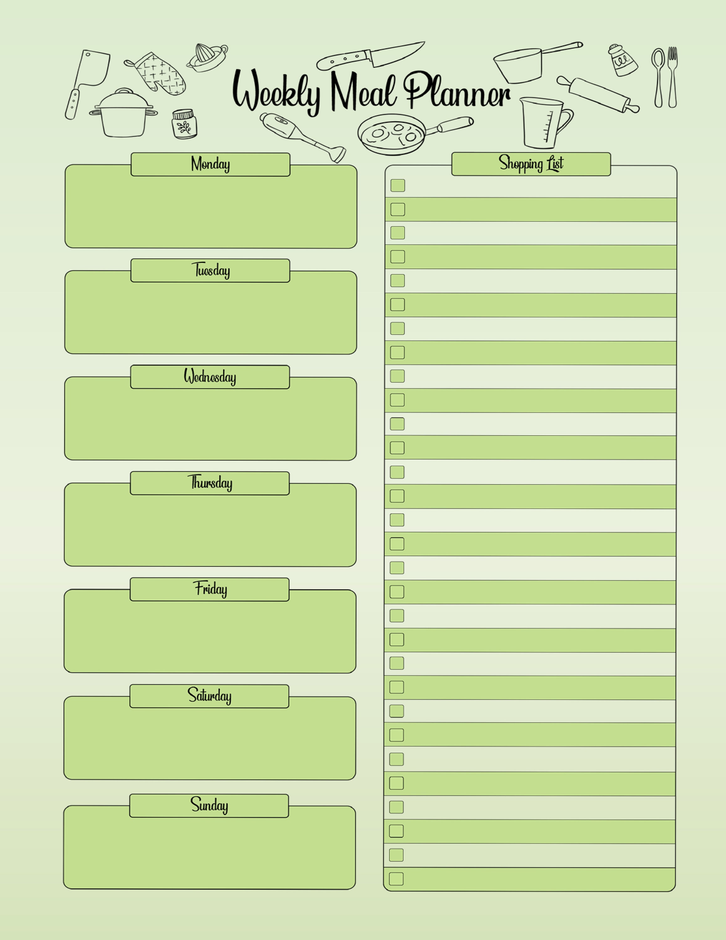 Printable Health Planner Health Tracker GREEN Theme Color Letter/a4 ...