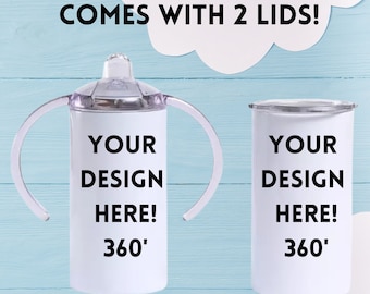 Copo de treinamento personalizado em aço inoxidável: design personalizado por sublimação, 2 tampas