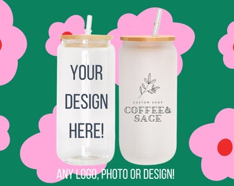 Custom glass tumbler- custom beer glass tumbler- design your own- logo- customizable tumbler