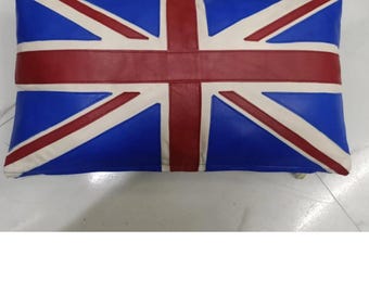 Ispirato da British Pride UK Flag Style vera pelle di agnello cuscino federa - rosso blu e bianco UNION JACK cuscini per divano soggiorno