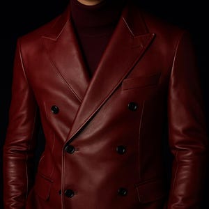 Mens Leather Blazer | Blood  RED FORMAL Blazer, Western MEETING Party Blazer | Slim Fit Leather Coat | Gift For Winter, Christmas