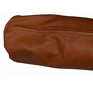 Lambskin Leather BOLSTER Cushion Cover, Designer Handmade TAN YOGA Neck Roll Case Cushion, Leather Cylinder Bolster Pillow Cushion Cover