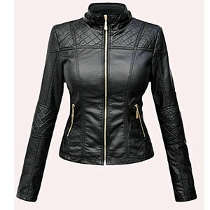 Womens BLACK Real Lambskin Leather Jackets, Stylish QUILTED Biker Leather Jacket With Long Sleeves, Motorcycle Leather Jackets, Gift for Her