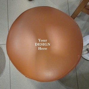 Noori Leather Tan BARSTOOL Cover | Customize Embroidery (6&quot;Inch-design) COVER ONLY| Round Shape Leather Footstool Cover | Easy Installation|
