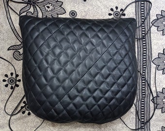 Housse de siège en cuir d'agneau NOIR | Housse de coussin de chaise Tolix en cuir matelassé fait main l Housse de coussin de sol | Housse de coussin pour lit en PET