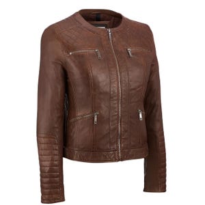 OVERSIZED Women Antique BROWN Leather Jacket, Distressed Brown Leather Jacket Women Vintage, OVERSIZED Biker Distressed Brown Leather Jacket