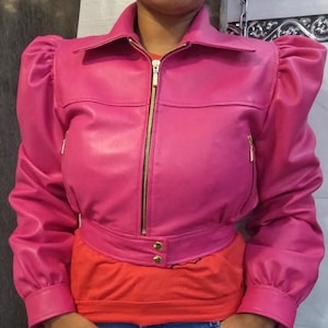 Plus Size Pink Leather Jackets Etsy