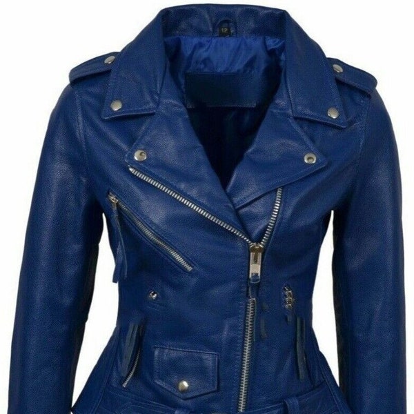 Royal Blue Leather Jacket Women - Etsy