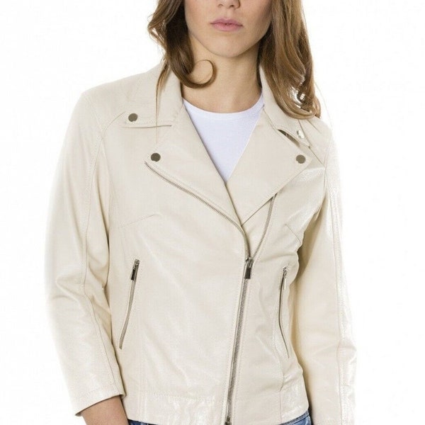 Cream Leather Jacket - Etsy