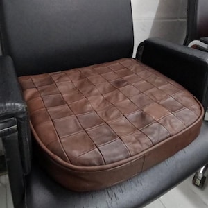 TOLIX Style SEAT CUSHION 2&quot; (5 cm) Thick |Lambskin Leather Antique Brown Seat with Insert| Upholstery Leather Cushion|Handmade Floor Cushion
