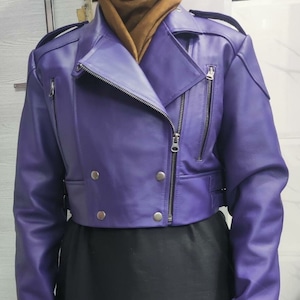 Purple cropped jackets for weddings clearance