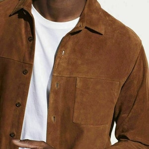 Men s TAN Suede Shirt Suede TRUCKER Jacket for Mens Suede Leather Western COWBOY Trucker Shirt Denim Style Suede Shirt Fr Men Tan Etsy