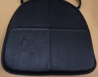 Lambskin Leather BLACK Chair Pad With Ties | Housewarming Gifts | Square Indoor Seat Pad Upholstery Leather | Lamb Leather Seat Pad - Black