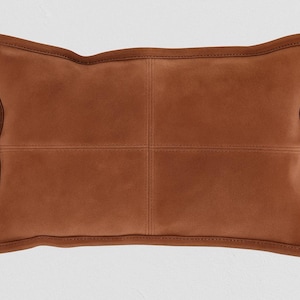 Lambskin SUEDE CUSHION Cover | Rustic BROWN Rectangle Pillow Cover | Rectangle Leather Pillow Cover For Decorative Home & Living Throw Cover