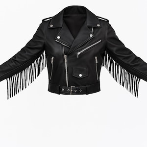 Women Genuine Leather FRINGE Jacket BLACK | Women Black Leather Tassel Jacket | Real Leather COWGIRL Fringe Jacket / Festival Jacket Black