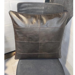 LEATHER PILLOW Cover | Square Leather Cushion Cover | Decorative Throw Pillow Covers for Bedroom, Living Room Sofa Cover Antique Dark BROWN