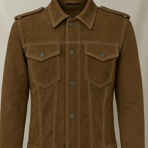 Noori Men&#39;s Lambskin Leather TAN Suede Jacket | DENIM Style Suede Jacket | Real Suede Leather Jacket | TRUCKER Suede Jacket Gift For Men Tan
