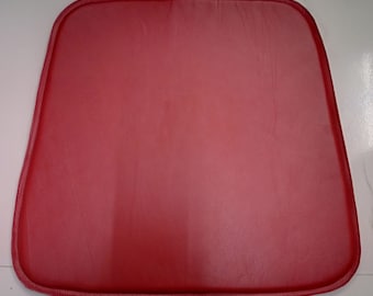 Noori Lambskin Leather RED CURVY SHAPE Chair Pad  |Housewarming Gifts | Square Indoor Seat Pad Upholstery Leather | Lamb Leather Seat Pad |