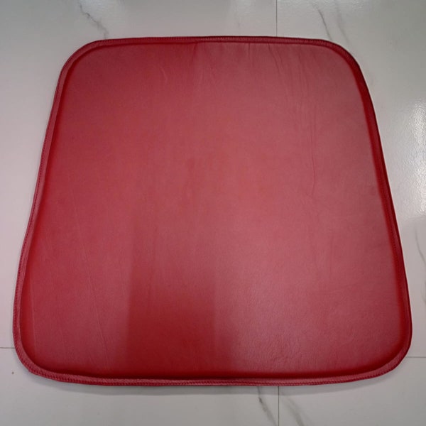 Noori Lambskin Leather RED CURVY SHAPE Chair Pad  |Housewarming Gifts | Square Indoor Seat Pad Upholstery Leather | Lamb Leather Seat Pad |