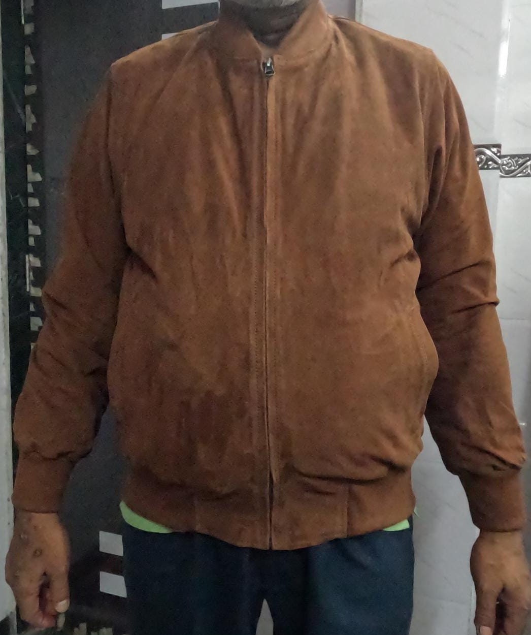 Papas short suede leather bomber jacket