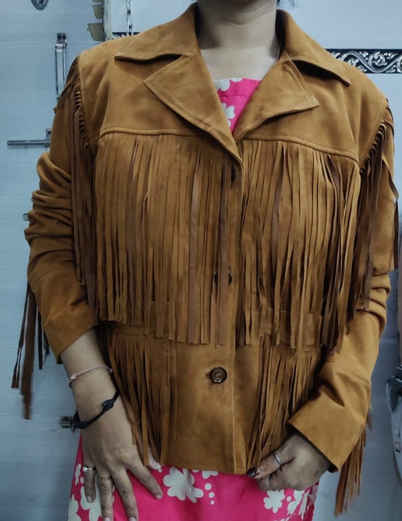 Tan tassel jacket best sale