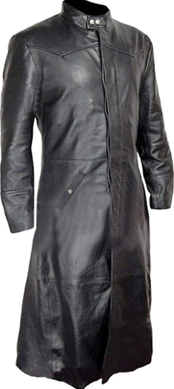 Mens BLACK Leather Trench Coat Stylish Full Length Maxi - Etsy