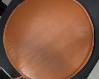 Noori Lambskin Leather TAN CIRCLE  Round  Chair Pad With Ties| Dining seat pad Cover for home and office | Best Housewarming gifts |