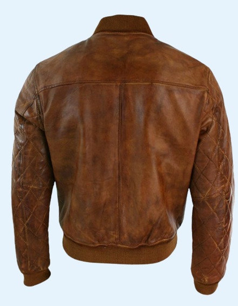 Mens Bomber Leather Jacket Antique BROWN Two Tone Stylish Etsy