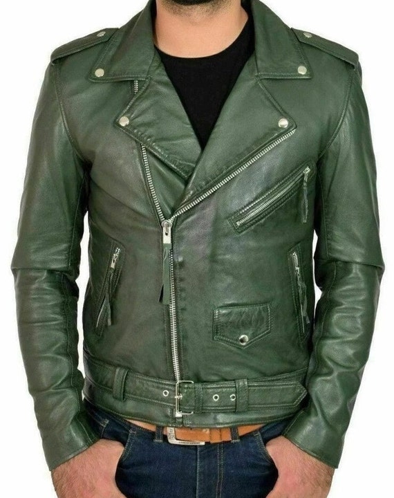 Mens Lambskin Olive GREEN Leather Jacket Handmade Stylish Motorcycle BIKER Leather Jacket Movie Leather Jacket Fr Winter Celebrity Coat Etsy