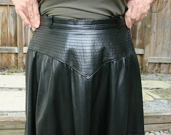 Prachtige ZWARTE ROK LEREN A-lijn silhouet zwarte rok, elegante damesmode rok met plooien, elastische band lange leren rok