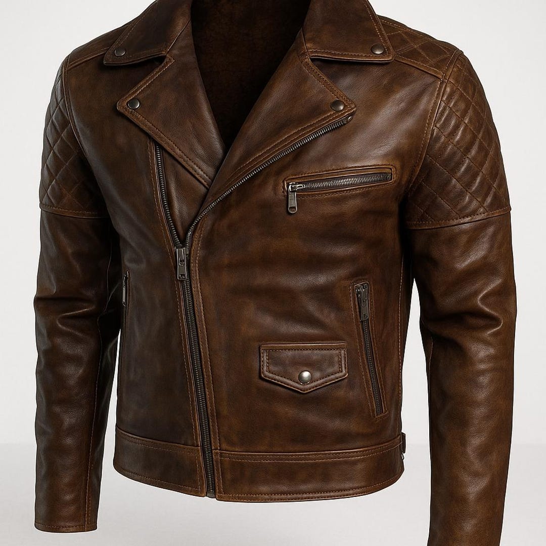 Cafe Racer 5xlt Leather Jacket Noori Mens Lambskin Antique BROWN