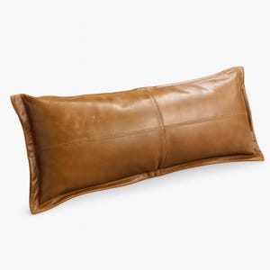 Brown Leather Lumbar Pillow Cover Leather Decorative Throw PILLOW RECTANGULAR SOFA Couch Cushion Covers Modern Pillow Cover, Rustic Vintage