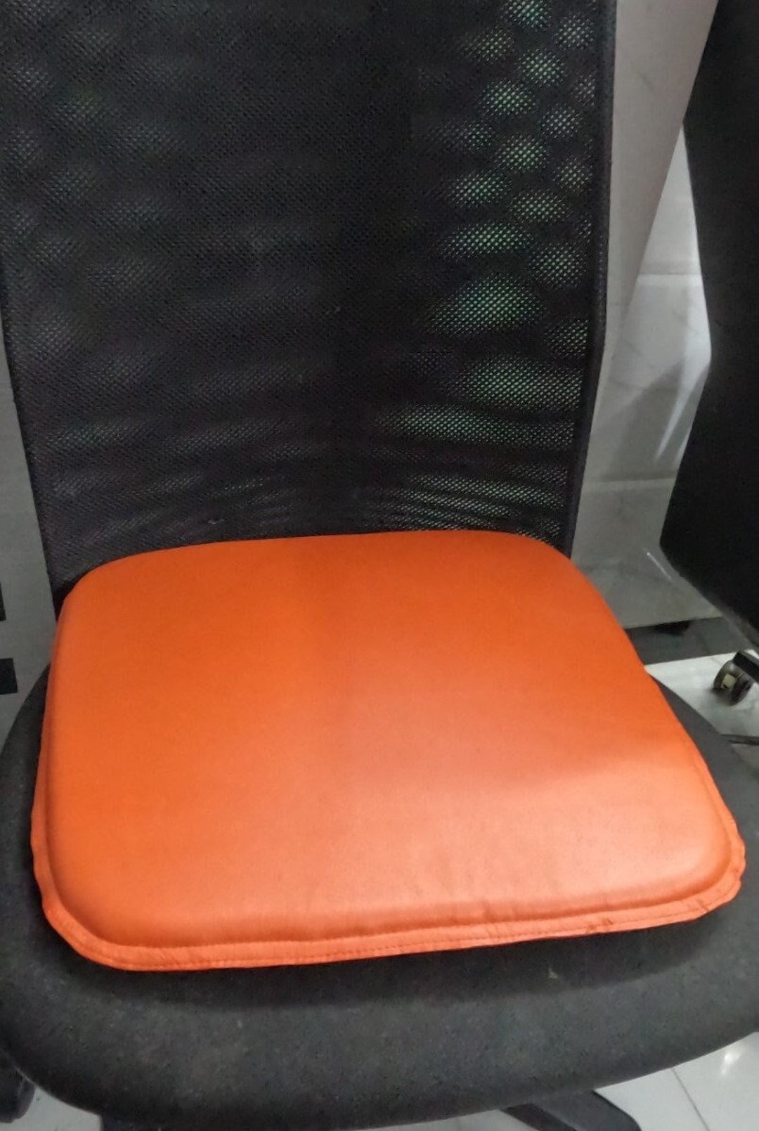 LEATHER CHAIR PAD With Ties, Orange Round Edge Square Chair Pad, Chair