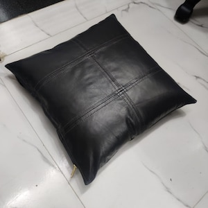 Genuine Lambskin Leather Cushion Cover Leather Pillow Case, inches Dark Grey, Plain Square Leather DECORATIVE Throw Pillow Case ALL SIZE