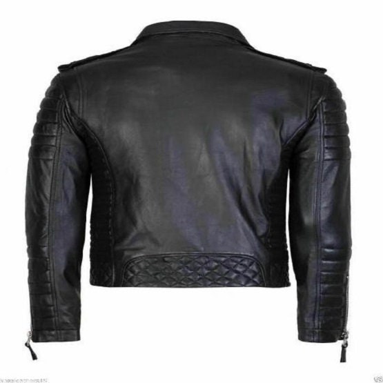 Mens Genuine Lambskin LEATHER JACKET BLACK | Slim Fit Quilted
