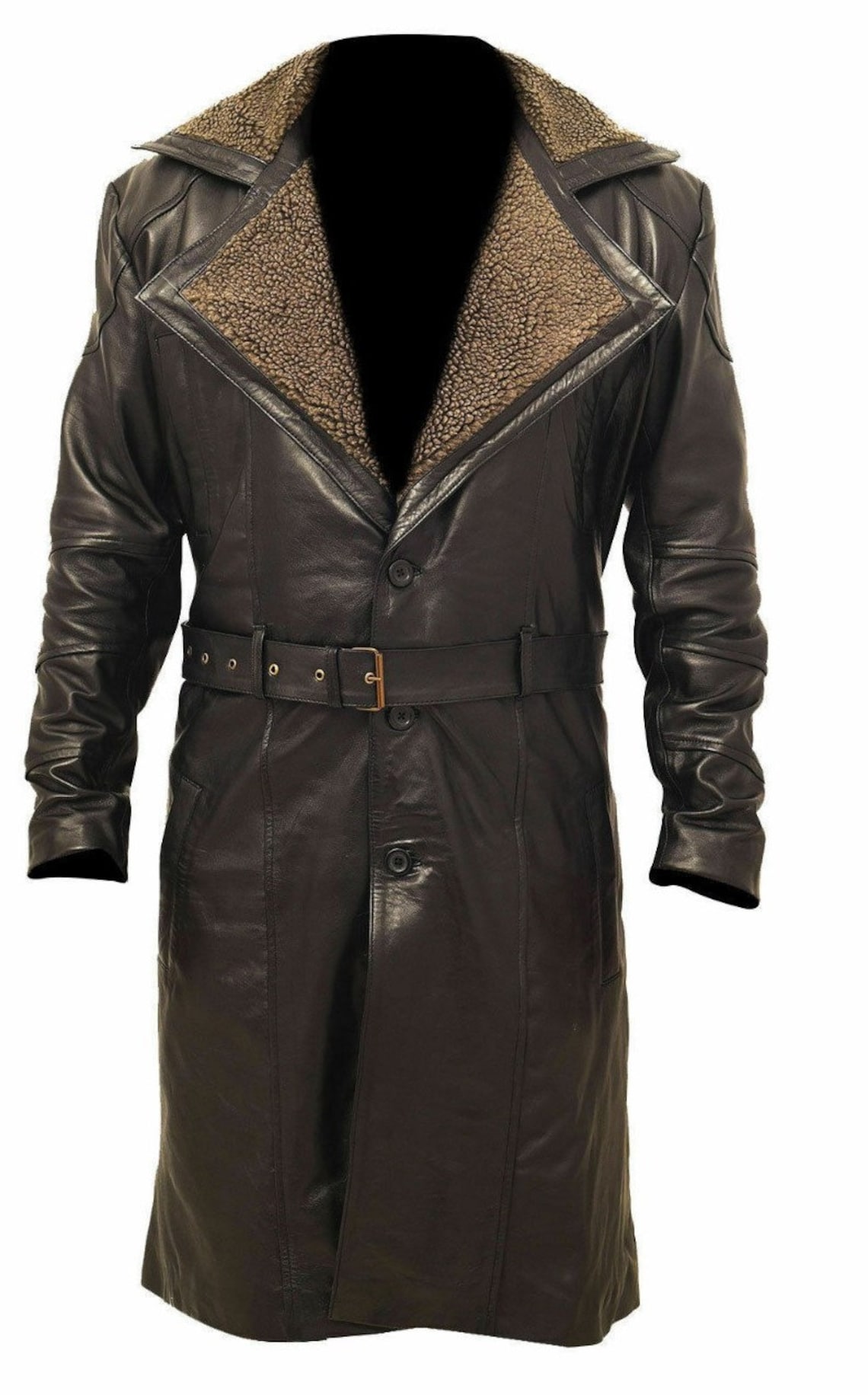 Noori Mens Leather Trench Coat BROWN SHEARLING Fur Leather Etsy