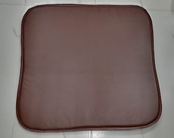 Noori Lambskin Leather BRICK TAN Round Edge SQUARE Chair Pad| Dining Seat Pad for Home & Office |Housewarming Gift| Dine Leather Chair Pad |