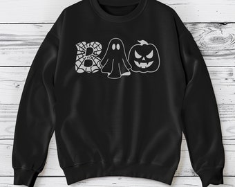 Boo sweatshirt, Halloween sweatshirt, fall sweatshirt, black sweatshirt, chilly weather, for him, for her, fall, simple