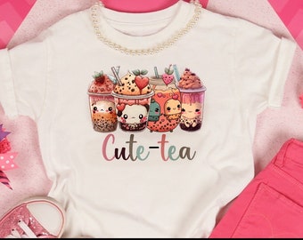 Cute-Tea tshirt, cutie pie shirt, girls shirt, boba tea shirt