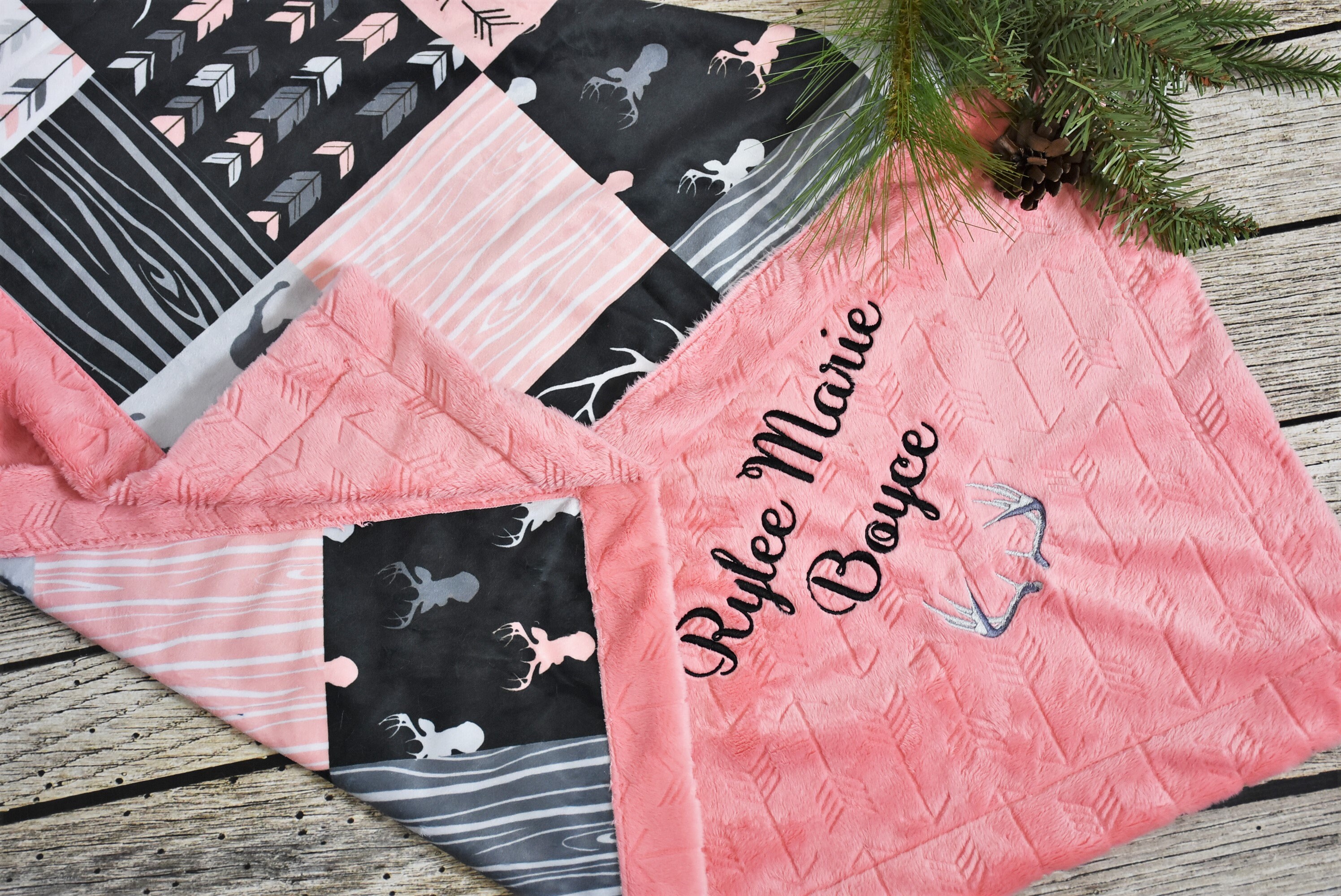 Coral Arrow Embossed Minky Fabriccuddle Fabric Softest Etsy