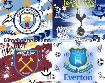 4 x football tumbler wraps. Wraps to fit skinny 20oz tumbler. City, Spurs, Hammers and Toffees