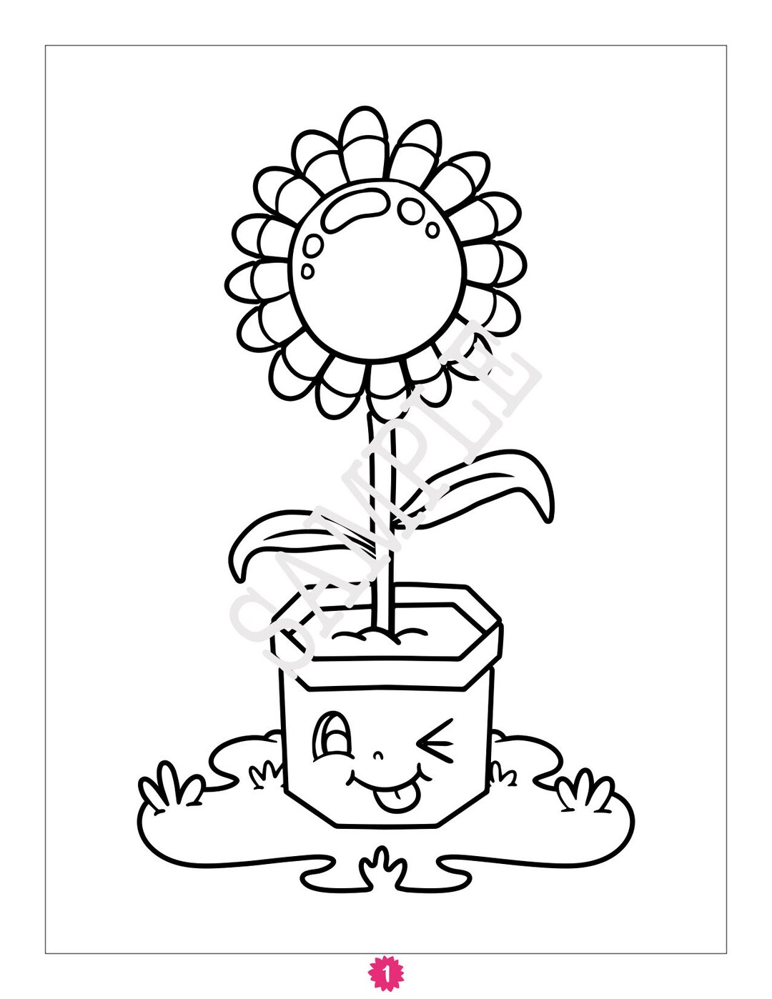 10 Printable Happy Flower Coloring Pages for Kids Teens Etsy
