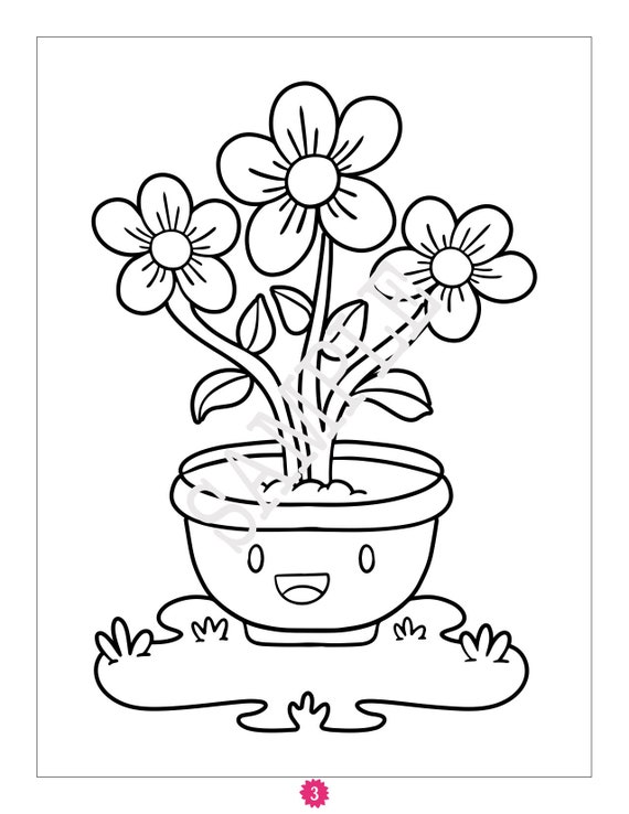 Happy Flowers Coloring Pages