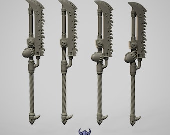 Exosuit Goreglaives for 32mm SciFi Heavy Marines (4pc) - High Definition 8K Resin 3D Printed