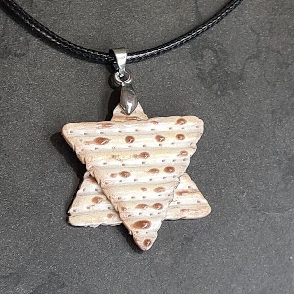 Jewish Star of David Matzah Passover Pendant Necklace,  Food Earrings, Food Jewelry,  Magen David Jewelry, matzo Jewelry