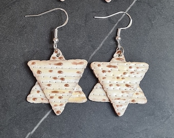 Pendientes colgantes ligeros de matzá con estrella de David judía para Pascua, pendientes de Magen David, pendientes de matzá, ganchos para pendientes de plata de ley 925