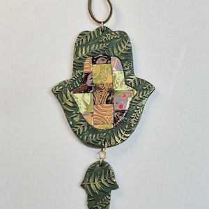 One-of-a-kind Colorful Mosaic designed hand made Hamsa Wall Hanging Decor ,  Spiritual Wall Art, Green Hamsa Hand, Home Blessing